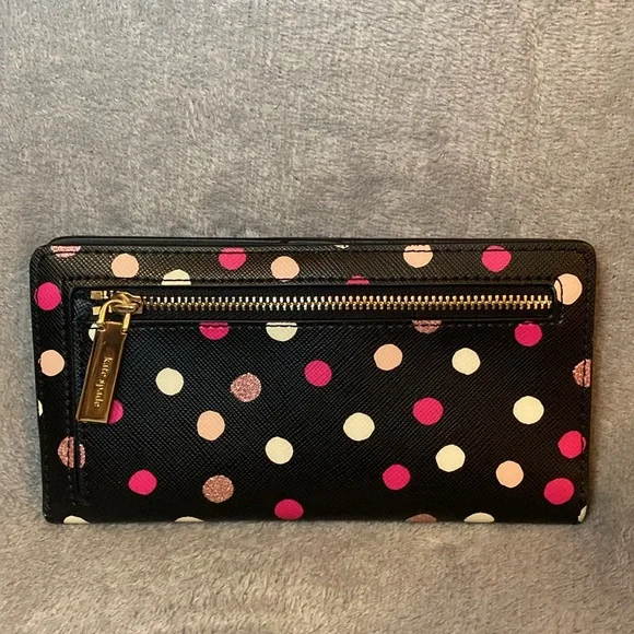 🩷♠️KATE SPADE🩷♠️ Staci Large Glimmer Dot Slim Bifold Wallet/EUC - Picture 5 of 7